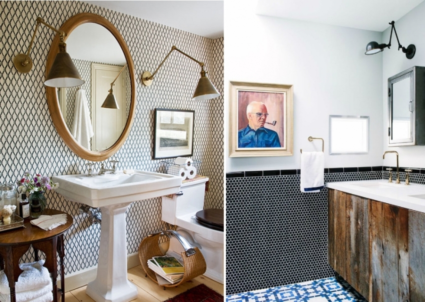 Fliser med små mønstre eller i form av en mosaikk kombineres gunstig med gullbeslag og bronseinnredningselementer Fliser med små mønstre eller i form av en mosaikk kombineres gunstig med gullbeslag og bronseinnredningselementer