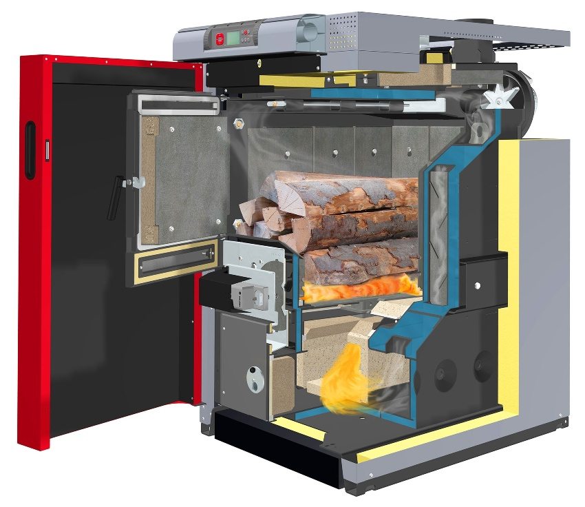 The internal structure of a solid fuel boiler The internal structure of a solid fuel boiler