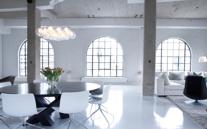 Glanset hvitt gulv Glanset hvitt gulv