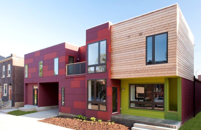 Kombinasjon av ulike etterbehandlingsmaterialer i utformingen av husfasader Kombinasjon av ulike etterbehandlingsmaterialer i utformingen av husfasader