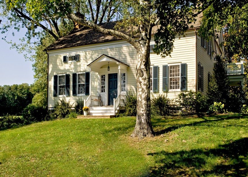 Small visor over the wooden porch Small visor over the wooden porch