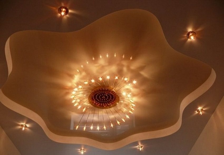 Dwupoziomowa konstrukcja stropu wykonana z folii PCV oraz płyt kartonowo-gipsowych Dwupoziomowa konstrukcja stropu wykonana z folii PCV oraz płyt kartonowo-gipsowych