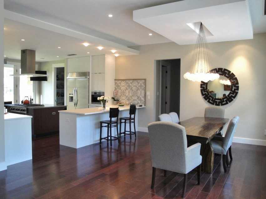 Фалшив таван в кухнята-трапезарията Окачени тавани от гипсокартон: снимка, дизайн на различни стаи