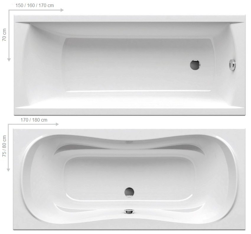 Стандартни размери на правоъгълни бани Стандартни размери на правоъгълни бани