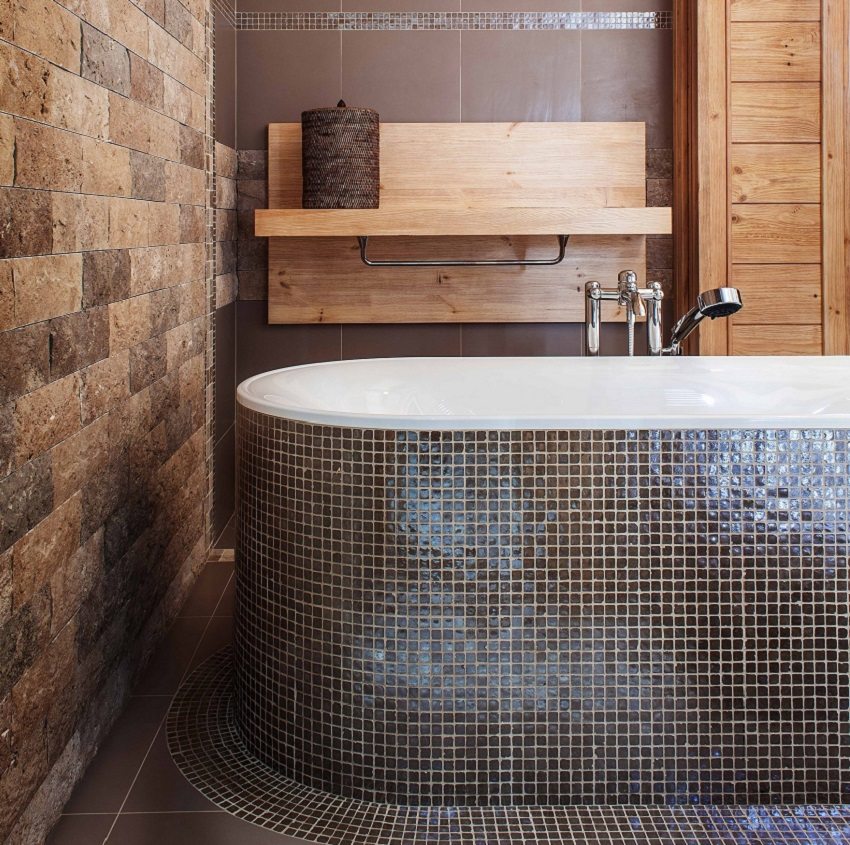 Mozaik karo kaplı akrilik astarlı banyo Mozaik karo kaplı akrilik astarlı banyo