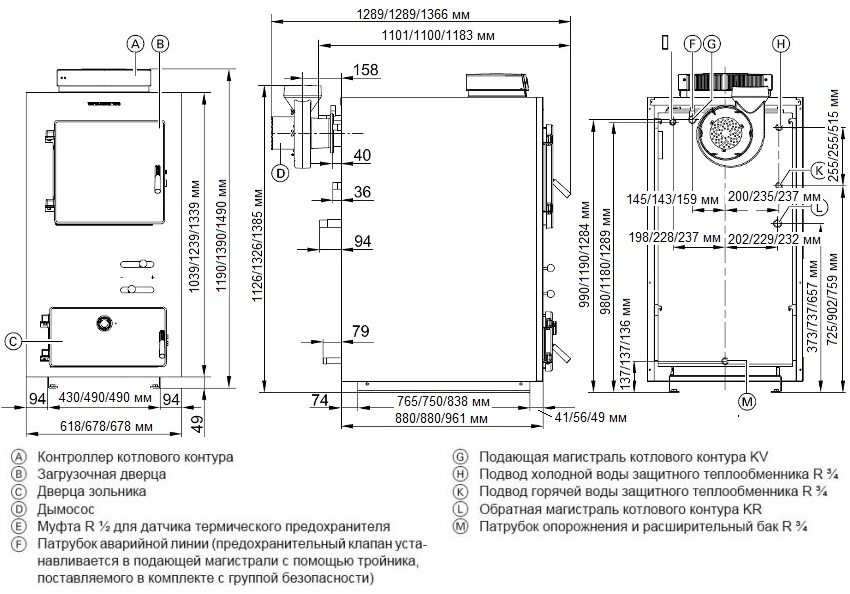 Crtež kotla na kruta goriva za dugo sagorijevanje snage 25/30/40 kW Crtež kotla na kruta goriva za dugo sagorijevanje snage 25/30/40 kW