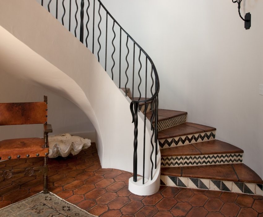 Staircase with wrought iron railing Staircase with wrought iron railing