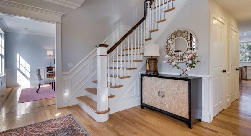 Staircase to the second floor in a classic style Staircase to the second floor in a classic style