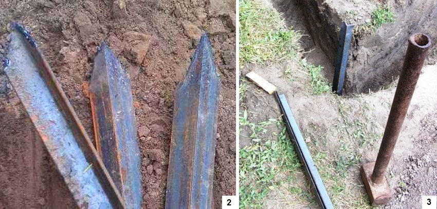 Bước 2 và 3: Chuẩn bị các góc kim loại và đào chúng vào các góc của hình tam giác đã đào Bước 2 và 3: Chuẩn bị các góc kim loại và đào chúng vào các góc của hình tam giác đã đào