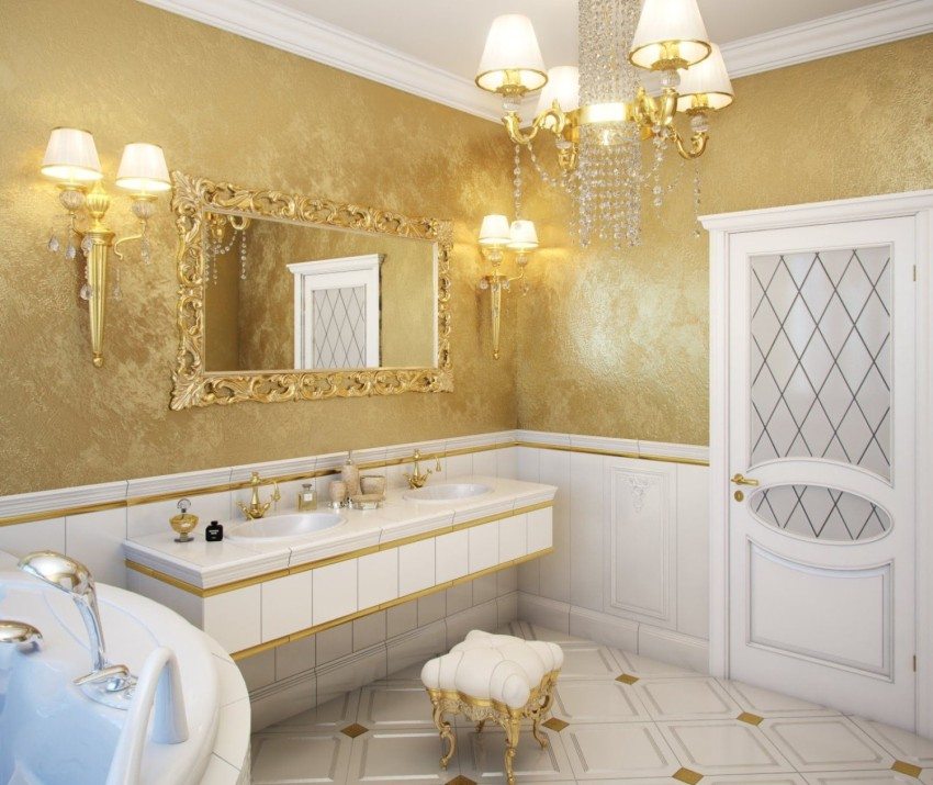 Venetiansk gips på veggene på badet Venetiansk gips på veggene på badet