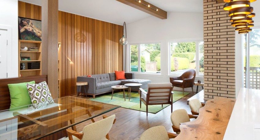 לרבד על הקיר נראה מסוגנן ומקורי למינציה על הקיר בפנים: צילום של קישוט הקיר עם לרבד