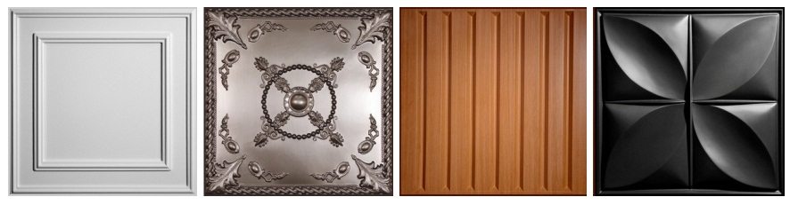 Esimerkkejä maalatuista ja laminoiduista kattolevyistä Esimerkkejä maalatuista ja laminoiduista kattolevyistä