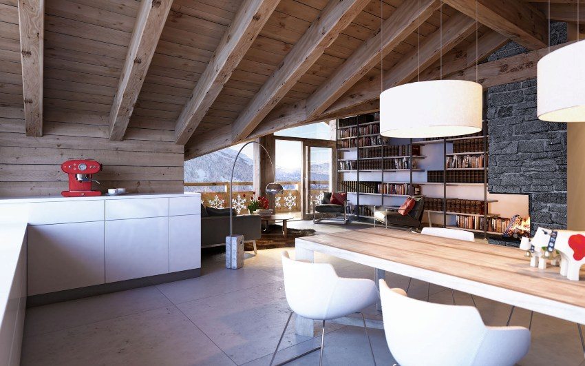 Naturlig trebekledning i moderne kjøkken Naturlig trebekledning i moderne kjøkken