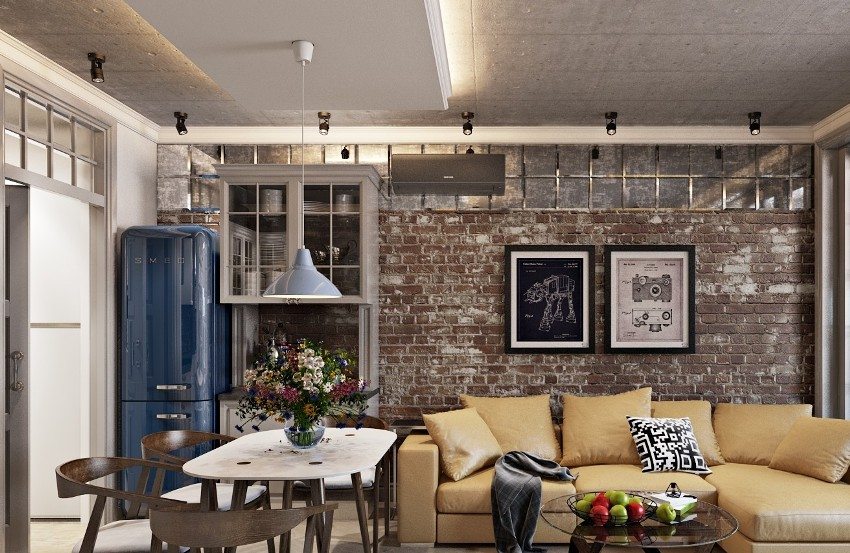 Camera de zi în stil loft Camera de zi în stil loft