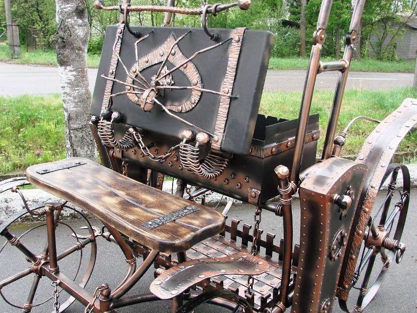 Smidd brazier i form av en vogn Smidd brazier i form av en vogn