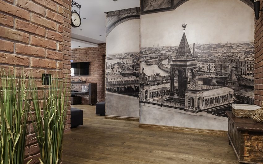 פיתרון מסוגנן למסדרון מודרני - ציורי קיר בשילוב אבן דקורטיבית פיתרון מסוגנן למסדרון מודרני - ציורי קיר בשילוב אבן דקורטיבית