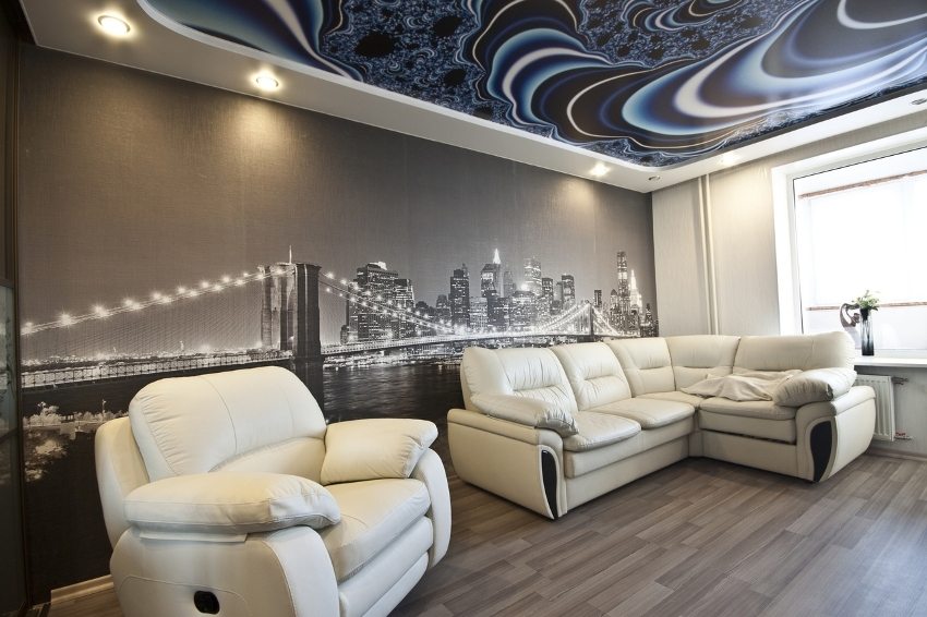 Sostre de tela estampada blau marí Sostre de tela estampada blau marí