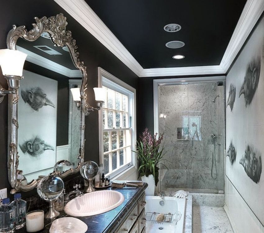 Sostre elàstic de tela pintat de negre Sostre elàstic de tela pintat de negre