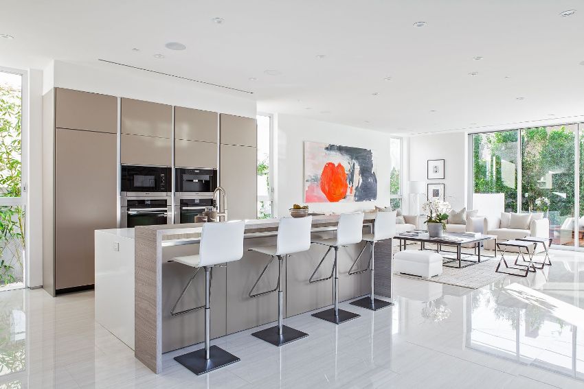 אריחי רצפה מבריקים שימשו לקישוט פנים המטבח-סלון אריחי רצפה מבריקים שימשו לקישוט פנים המטבח-סלון