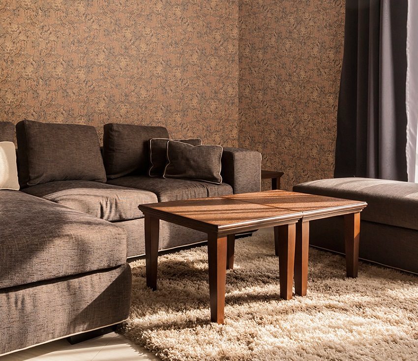 Harmonisk kombination af naturlige nuancer i et moderne interiør Harmonisk kombination af naturlige nuancer i et moderne interiør