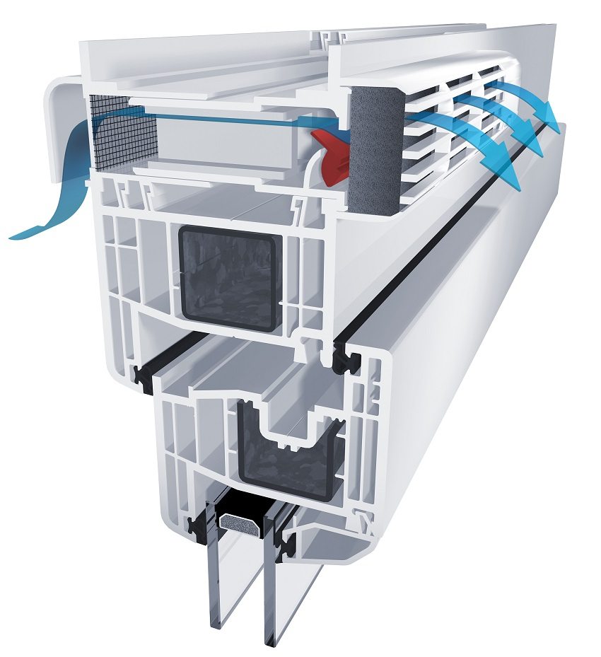 Une vanne d'air dans une fenêtre en métal-plastique fournira de l'air frais dans la pièce Une vanne d'air dans une fenêtre en métal-plastique fournira de l'air frais dans la pièce