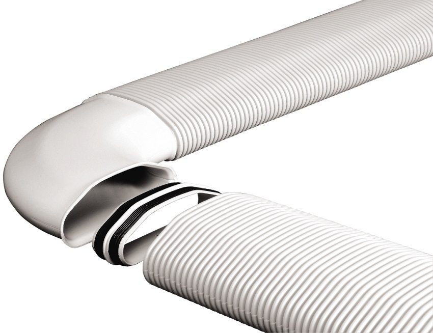 צינור פלסטיק עם קטע סגלגל שטוח נוח להסתיר מתחת לתקרה המושעה צינור פלסטיק עם קטע סגלגל שטוח נוח להסתיר מתחת לתקרה המושעה