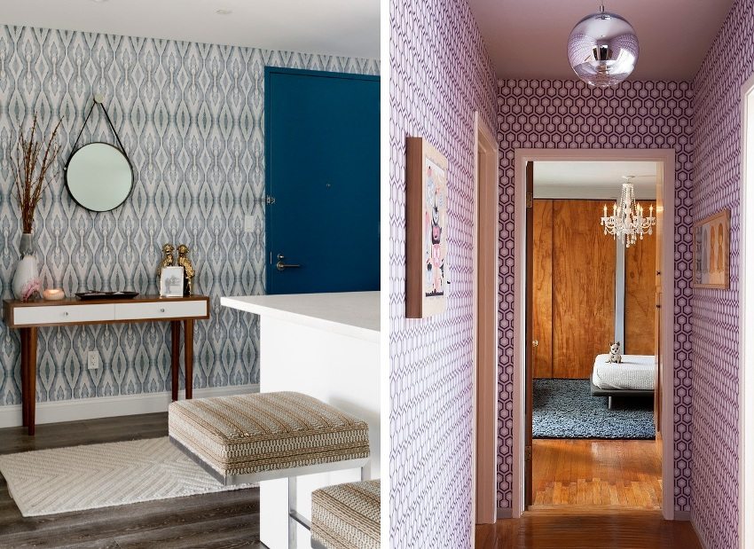 Príklady použitia tapiet s geometrickými vzormi Príklady použitia tapiet s geometrickými vzormi