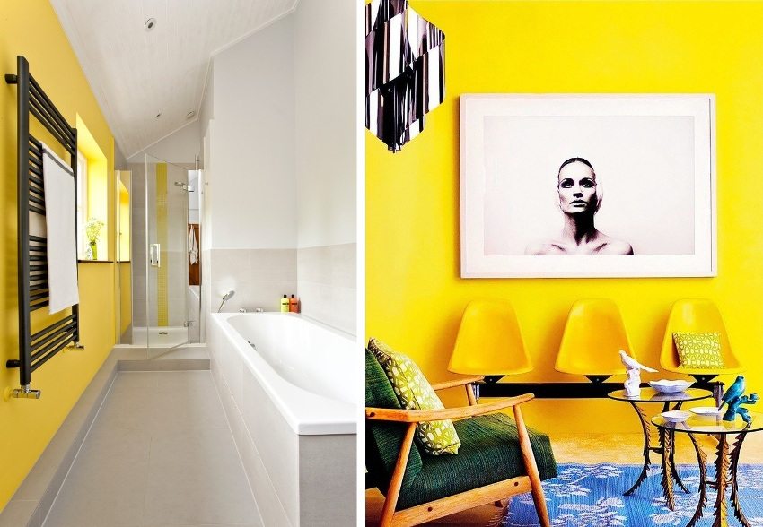 Eksempler på anvendelse i det indre af en saftig gul skygge Eksempler på anvendelse i det indre af en saftig gul skygge