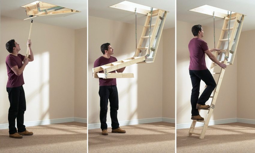 Mansard stige folding / utfolding prinsipp Mansard stige folding / utfolding prinsipp