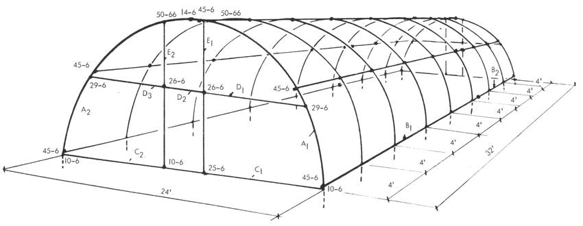 Łukowy rysunek szklarni Łukowy rysunek szklarni