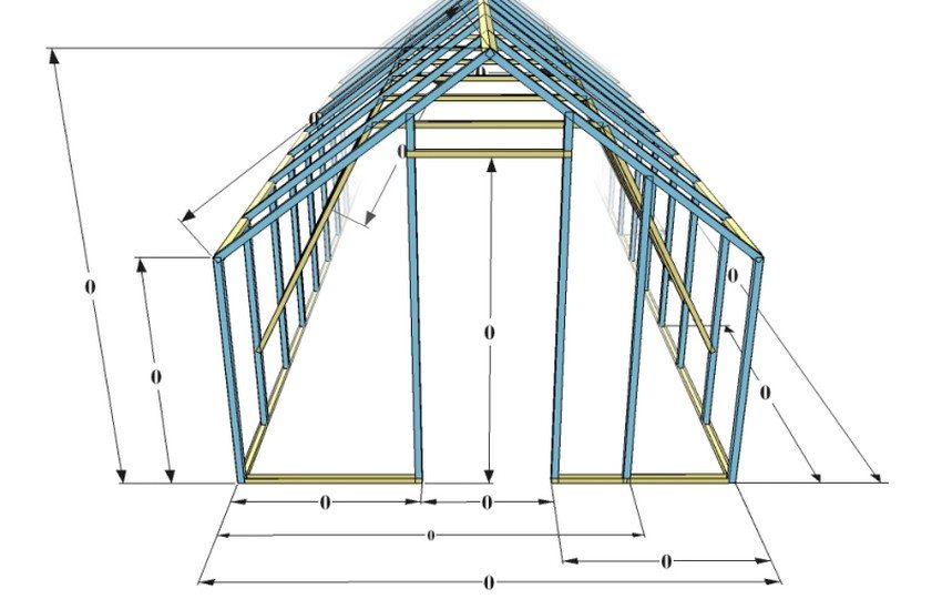 Podstawowy rysunek szklarni z kształtowanych rur Podstawowy rysunek szklarni z kształtowanych rur