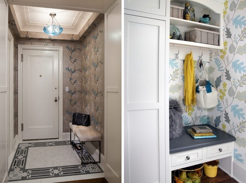 טפט עם קישוטי פרחים שונים בעיצוב המסדרון טפט עם קישוטי פרחים שונים בעיצוב המסדרון