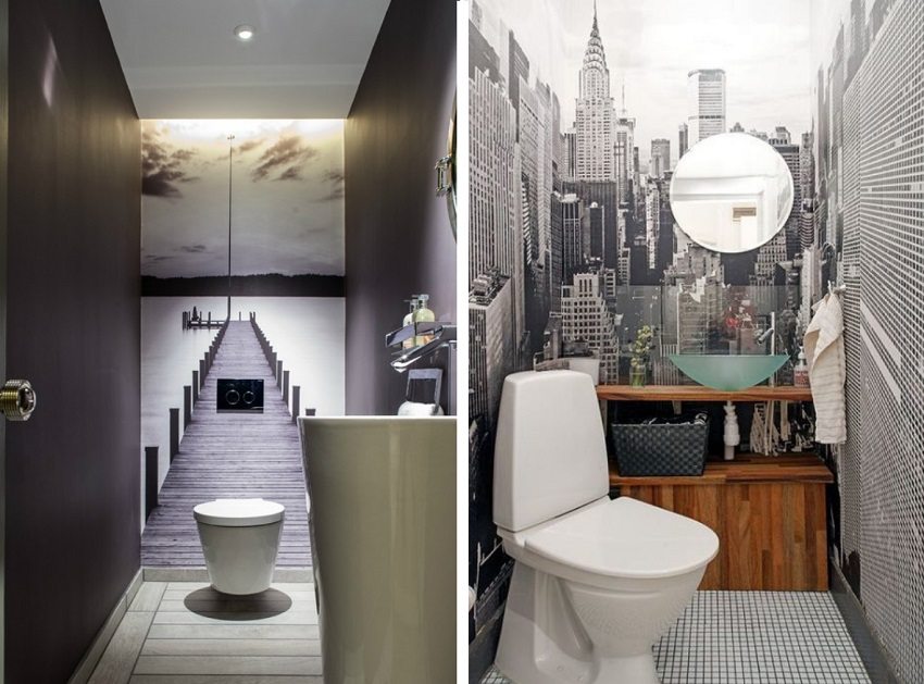 Perspektivbilder utvider plassen til et lite toalett Perspektivbilder utvider plassen til et lite toalett