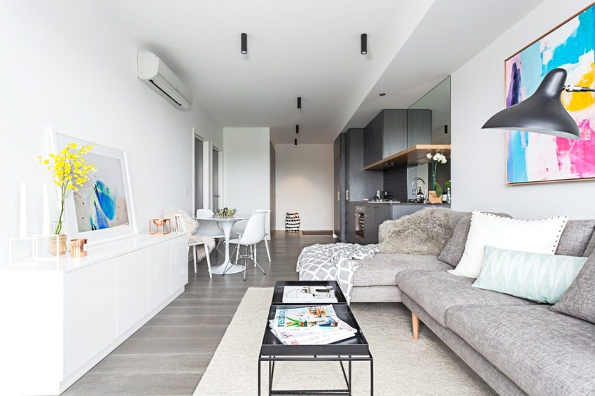 Cuina-sala d'estar combinada decorada amb un estil modern Cuina-sala d'estar combinada decorada amb un estil modern