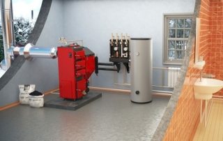 Festbrennstoffkessel zum Heizen eines Privathauses