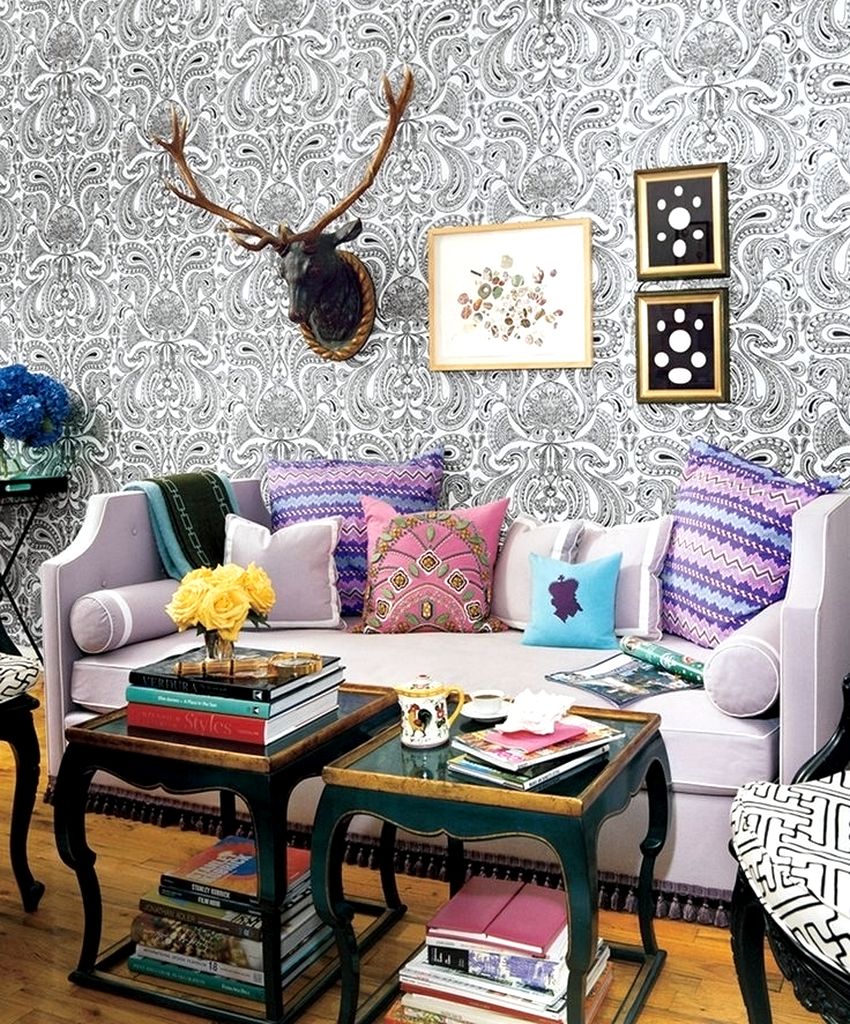 סגנון אקלקטי בפנים של סלון קטן סגנון אקלקטי בפנים של סלון קטן