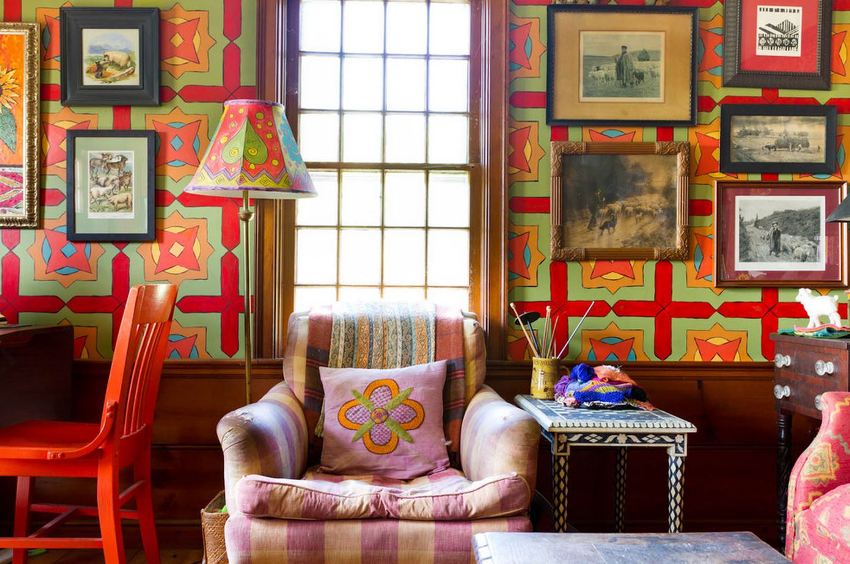 วอลเปเปอร์ลายใหญ่โทนสีเขียวและสีแดง วอลเปเปอร์ลายใหญ่โทนสีเขียวและสีแดง