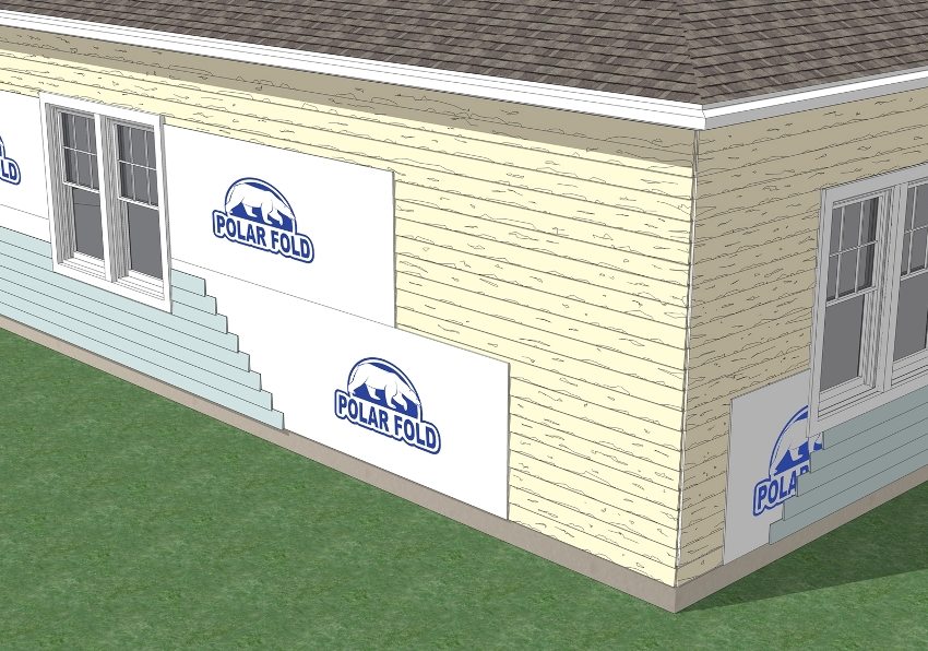 Izolație pentru locuințe pentru siding folosind suportul subțire Polar Fold, care economisește energie Izolație pentru locuințe pentru siding folosind suportul subțire Polar Fold, care economisește energie