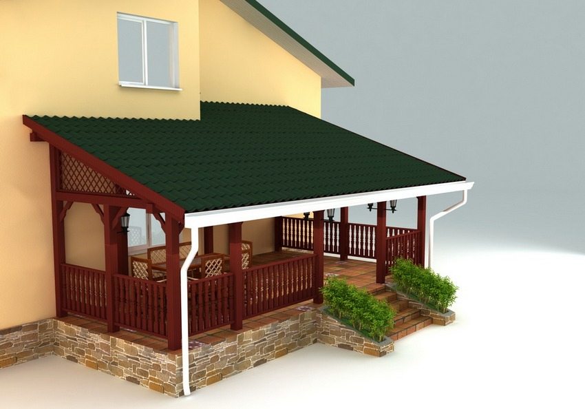 3D-prosjekt av en åpen veranda til huset 3D-prosjekt av en åpen veranda til huset