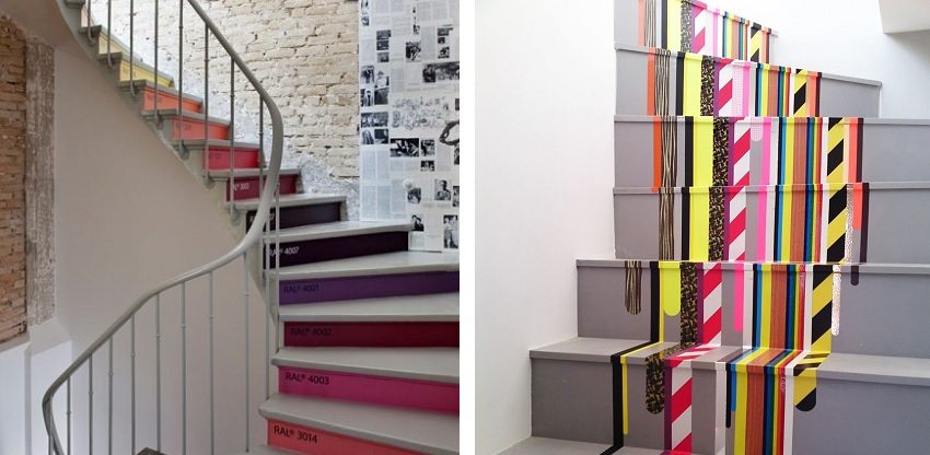 Стъпалата на спиралното стълбище могат да бъдат украсени с ярки цветове Стъпалата на спиралното стълбище могат да бъдат украсени с ярки цветове