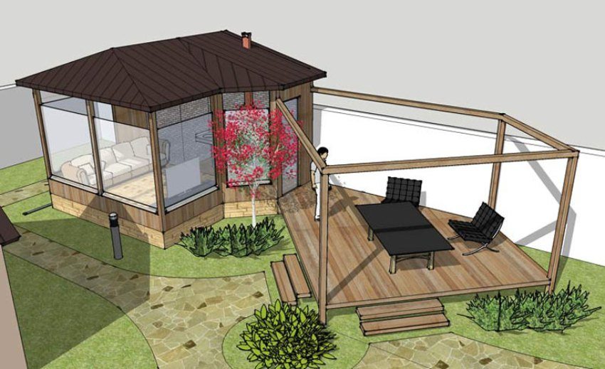 Projet tridimensionnel d'un gazebo en bois et polycarbonate Projet tridimensionnel d'un gazebo en bois et polycarbonate