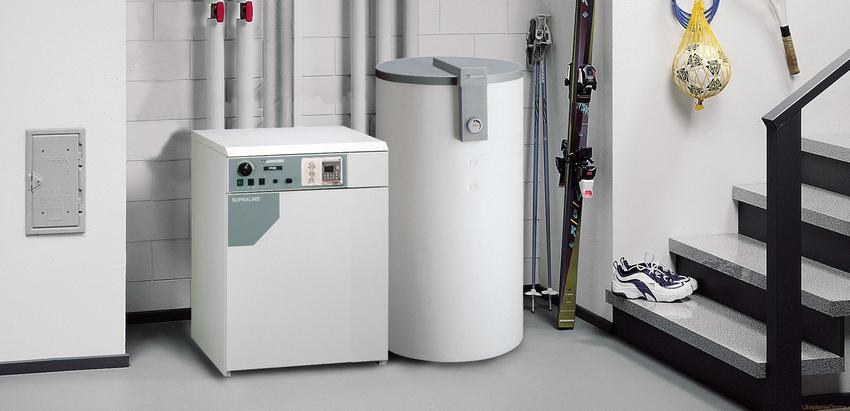 A mini-boiler room is installed in the basement of a private house A mini-boiler room is installed in the basement of a private house