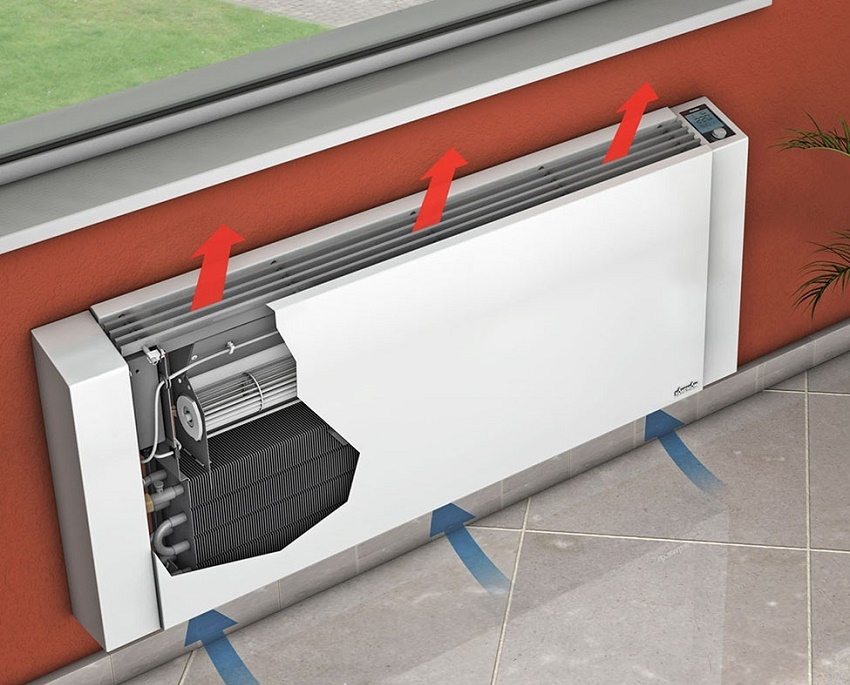 Cold air passes through the bottom hole and heats up, warm air cools down and goes down. Cold air passes through the bottom hole and heats up, warm air cools down and goes down