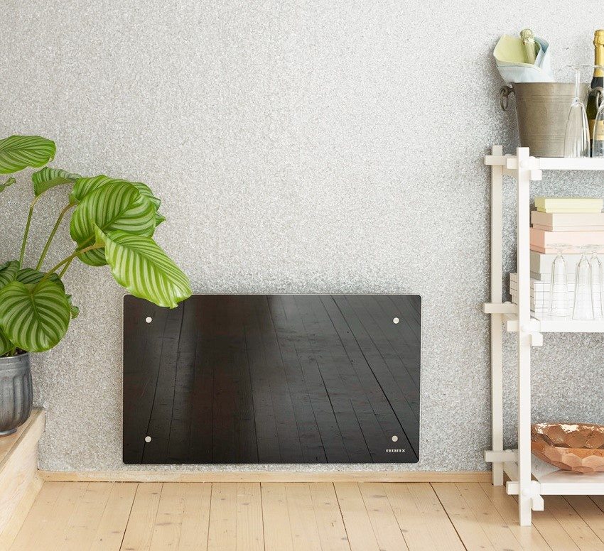 Glass ceramic panel heats the air and creates natural convection Glass ceramic panel heats the air and creates natural convection