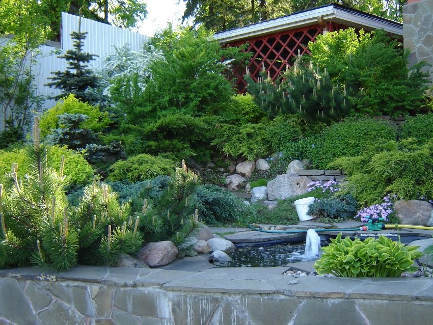 Styl alpejski zakłada obecność kamiennej zjeżdżalni i zbiornika na miejscu Styl alpejski zakłada obecność kamiennej zjeżdżalni i zbiornika na miejscu