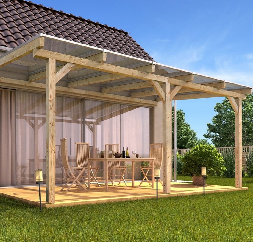 Projet d'un auvent fixé au mur d'une maison privée Projet d'un auvent fixé au mur d'une maison privée