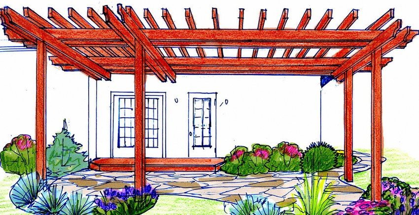 Projet d'un auvent fixé au mur d'une maison de campagne Projet d'un auvent fixé au mur d'une maison de campagne