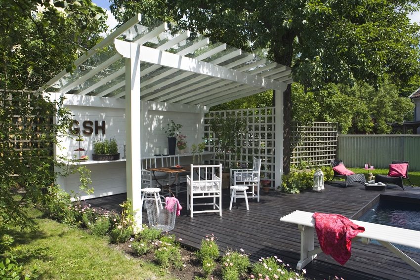 Transparent polycarbonat fungerer som en afdækning af baldakinet Transparent polycarbonat fungerer som en afdækning af baldakinet