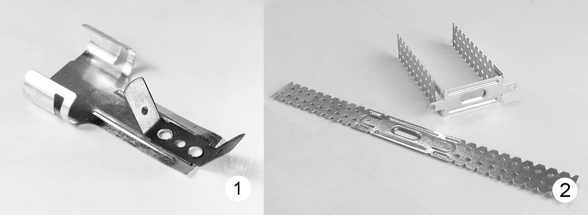 1 - מתלה מסוג עוגן; 2 - מתלה מסוג ישר 1 - מתלה מסוג עוגן; 2 - מתלה מסוג ישר