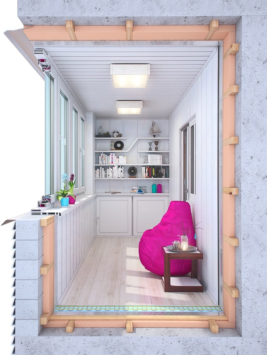 Contoh menggabungkan lantai yang hangat dengan penebat Contoh menggabungkan lantai yang hangat dengan penebat